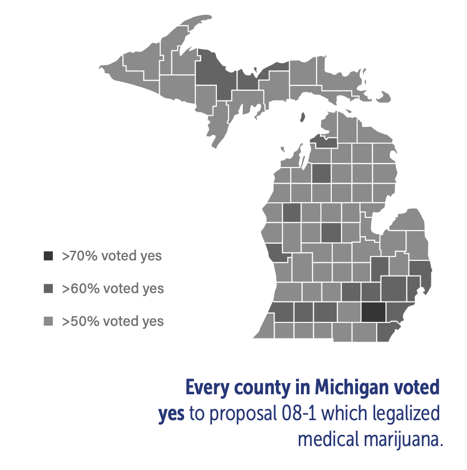 Michigan proposal 08-1 election resuls map