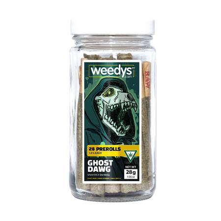 Weedys 28 Preroll Jar Ghost Dawg