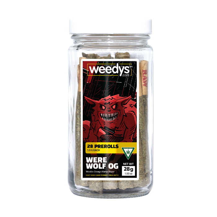 Weedys 28 Preroll Jar Werewolf OG