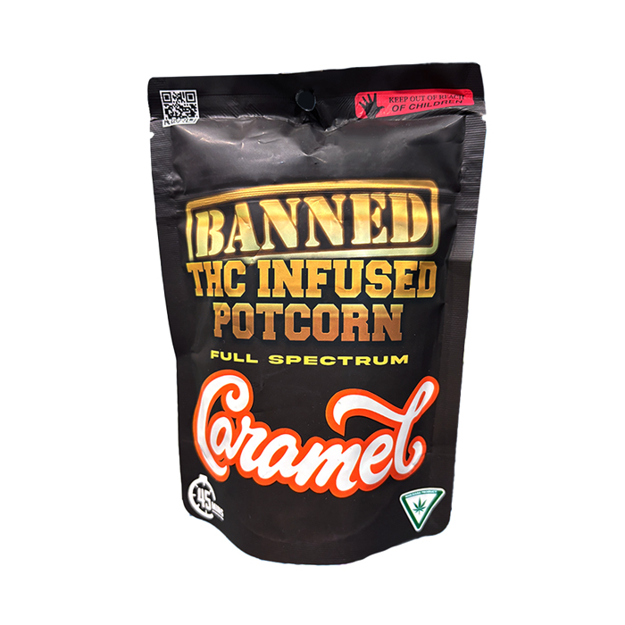 Banned THC Infused Potcorn Caramel Banned THC Infused Potcorn Caramel