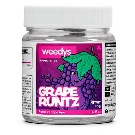 Weedys Grape Runtz cannabis strain indica