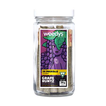 Weedys 28 Preroll Jar Grape Runtz